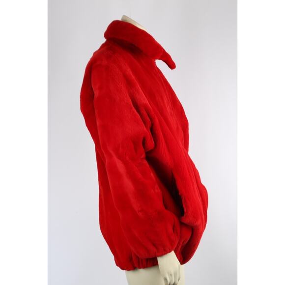 Vintage Luxury Red Sheared Mink Fur Zip Front Jacket Women’s Size L Winter Warm - Picture 6 of 16
